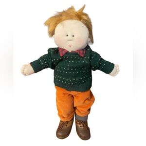Little Souls One of a Kind Handmade Boy Doll Sweater Cords Leather Shoes